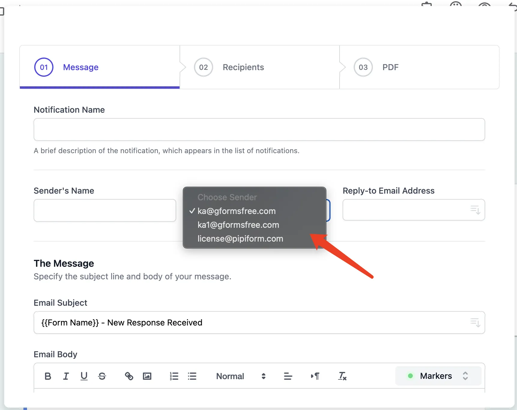 Alterar Endereço de Email do Remetente