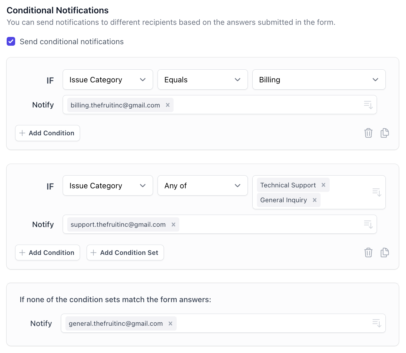 如何根据 Google 表单答案发送条件通知邮件