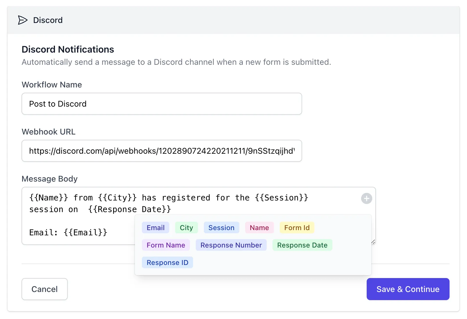 Discord를 Google Form에 연결