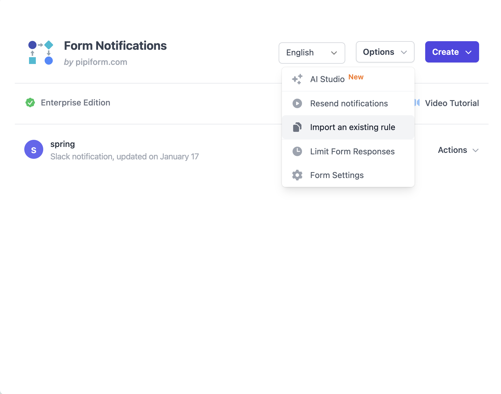 Importer une Règle Google Form