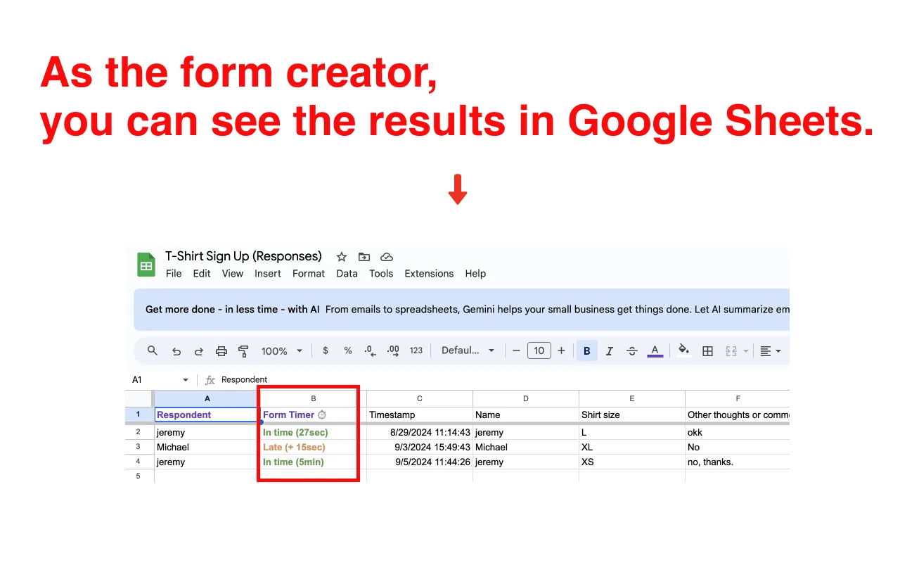 Timer for Google Forms - Analysis and statistical display of response time data in Google Sheets