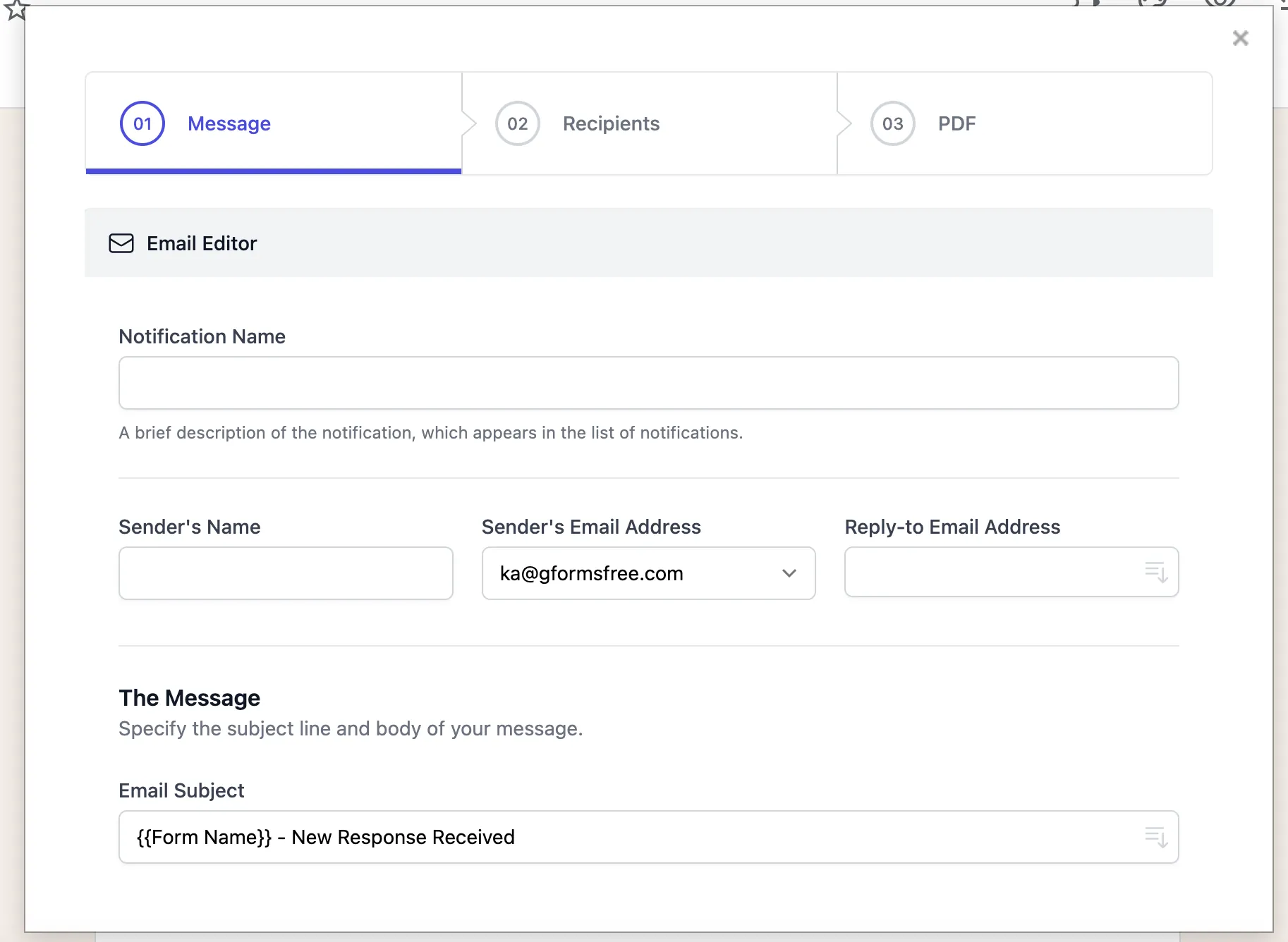 Email Notifications for Google Forms - Interfaccia di configurazione per personalizzare le notifiche