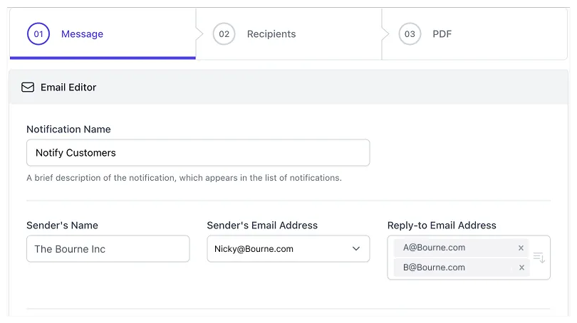 Modifica indirizzo Reply-to email