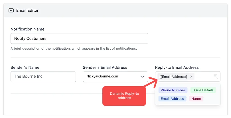 Indirizzo Email Reply Dinamico