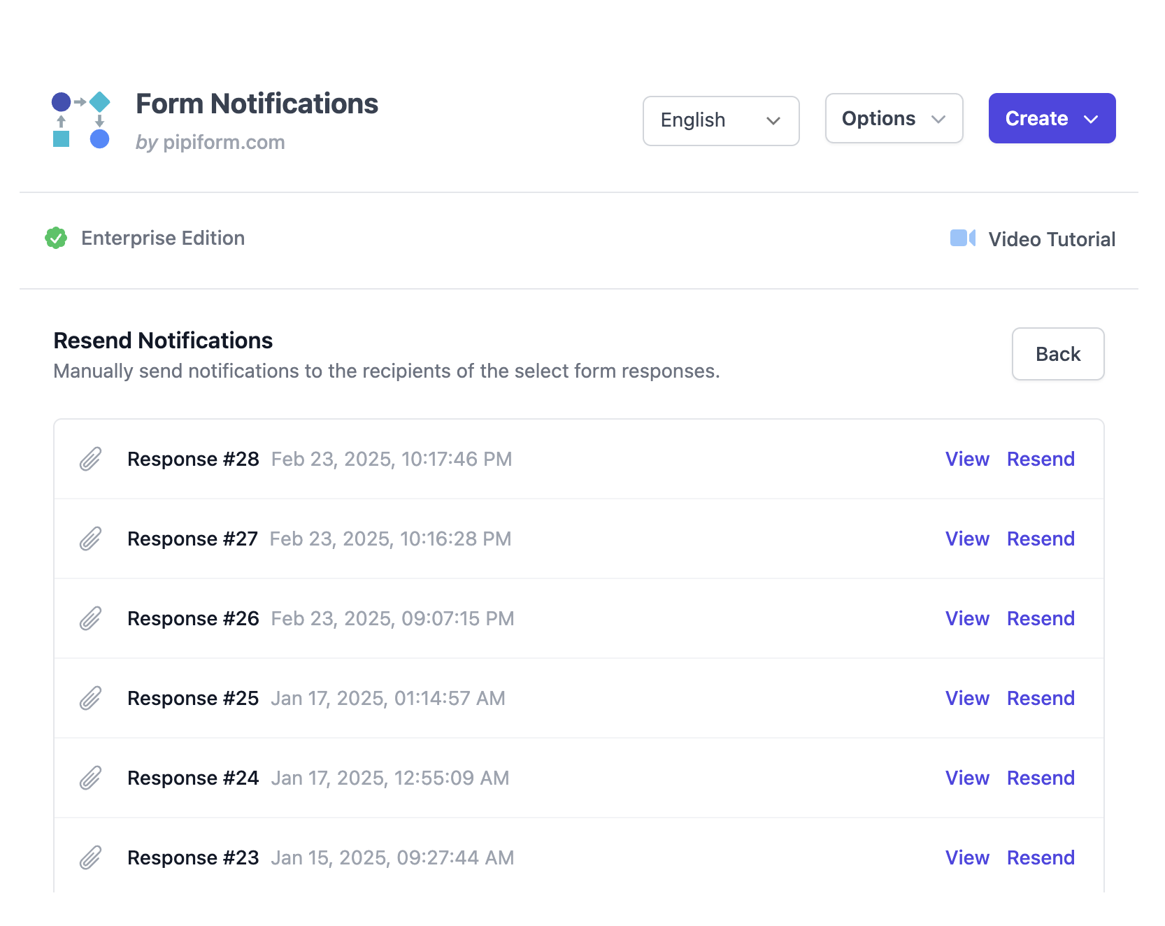 Reenviar Respostas do Formulário
