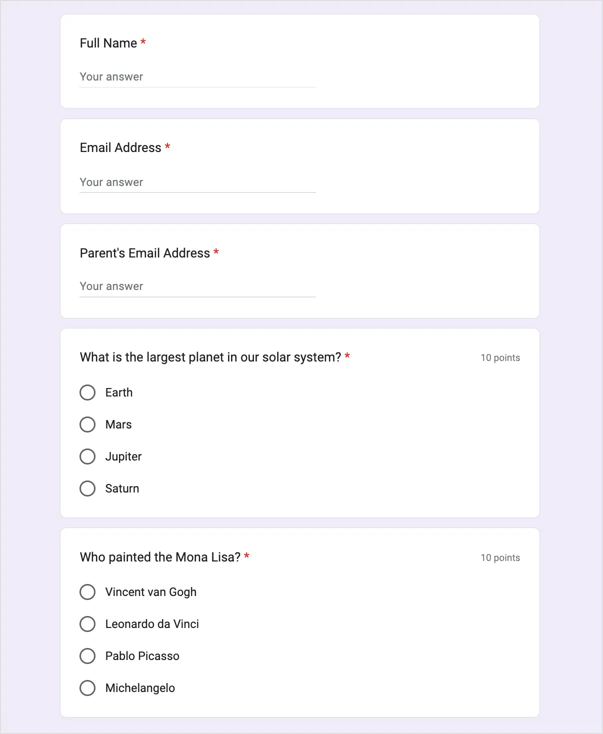 Preparar Questionário do Google Forms