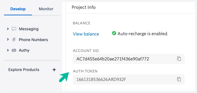 Account SID i Token Twilio