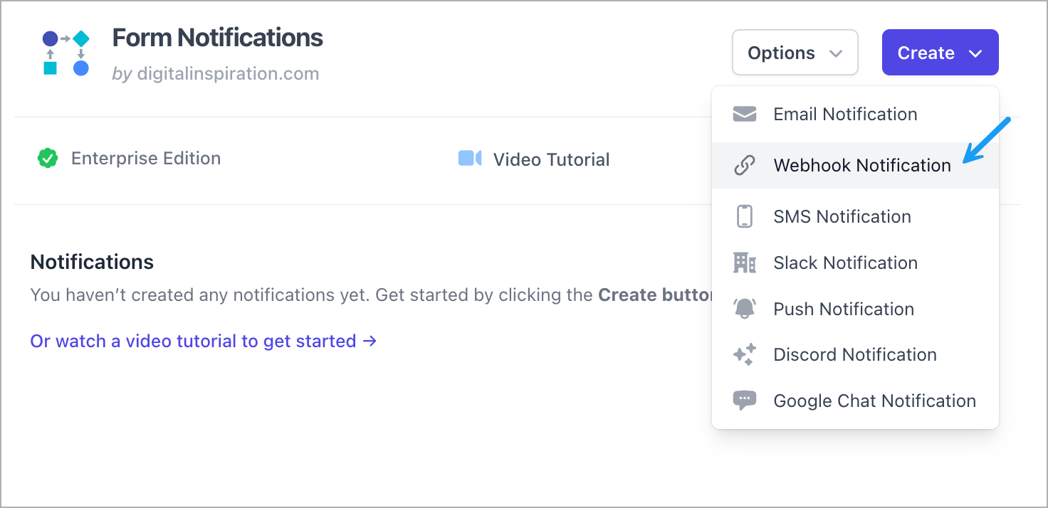 Google Forms用Webhook